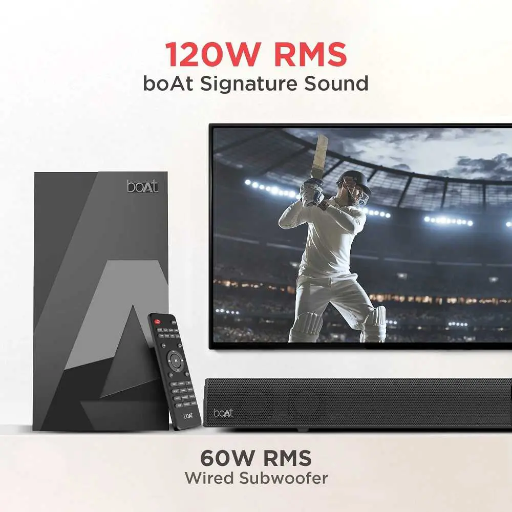 boAt Aavante Bar 1400 2.1 Channel Surround Sound 120W Bluetooth Soundbar With Subwoofer Black
