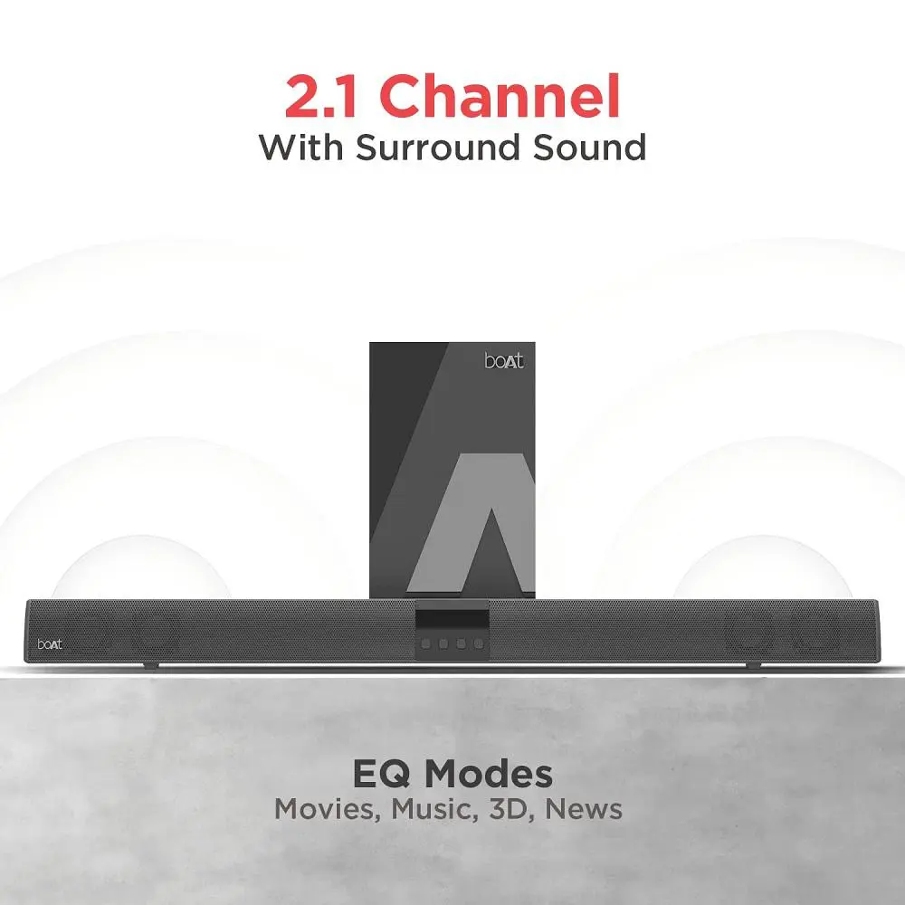 Boat Aavante Bar 1400 21 Channel Surround Sound 120w Bluetooth Soundbar with Subwoofer - Black-05