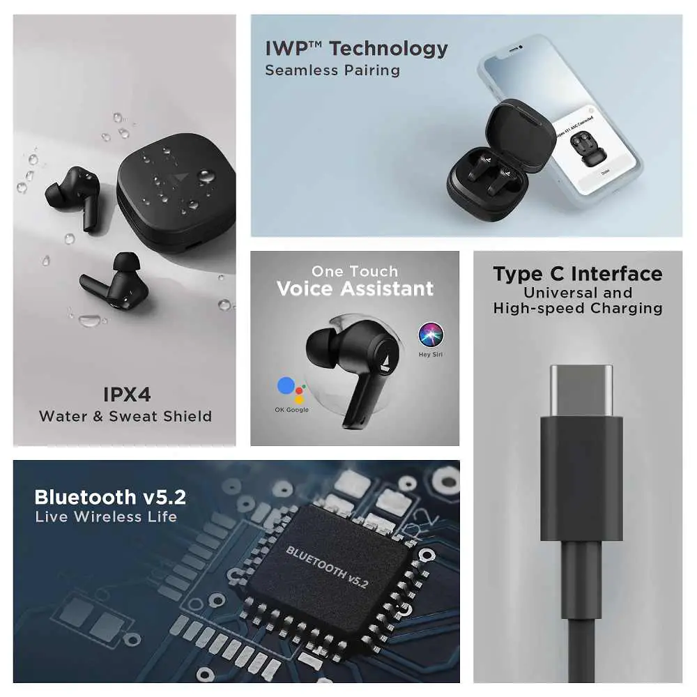 Boat Airdopes 411 Anc Wireless Earbuds - Black-09