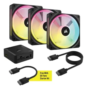 Corsair iCUE LINK QX120 RGB 120mm PWM Cabinet Fan Black Tripple Pack