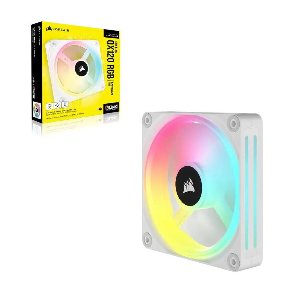Corsair iCUE LINK QX120 RGB 120mm PWM Cabinet Fan - White (Single Pack) - Image 8