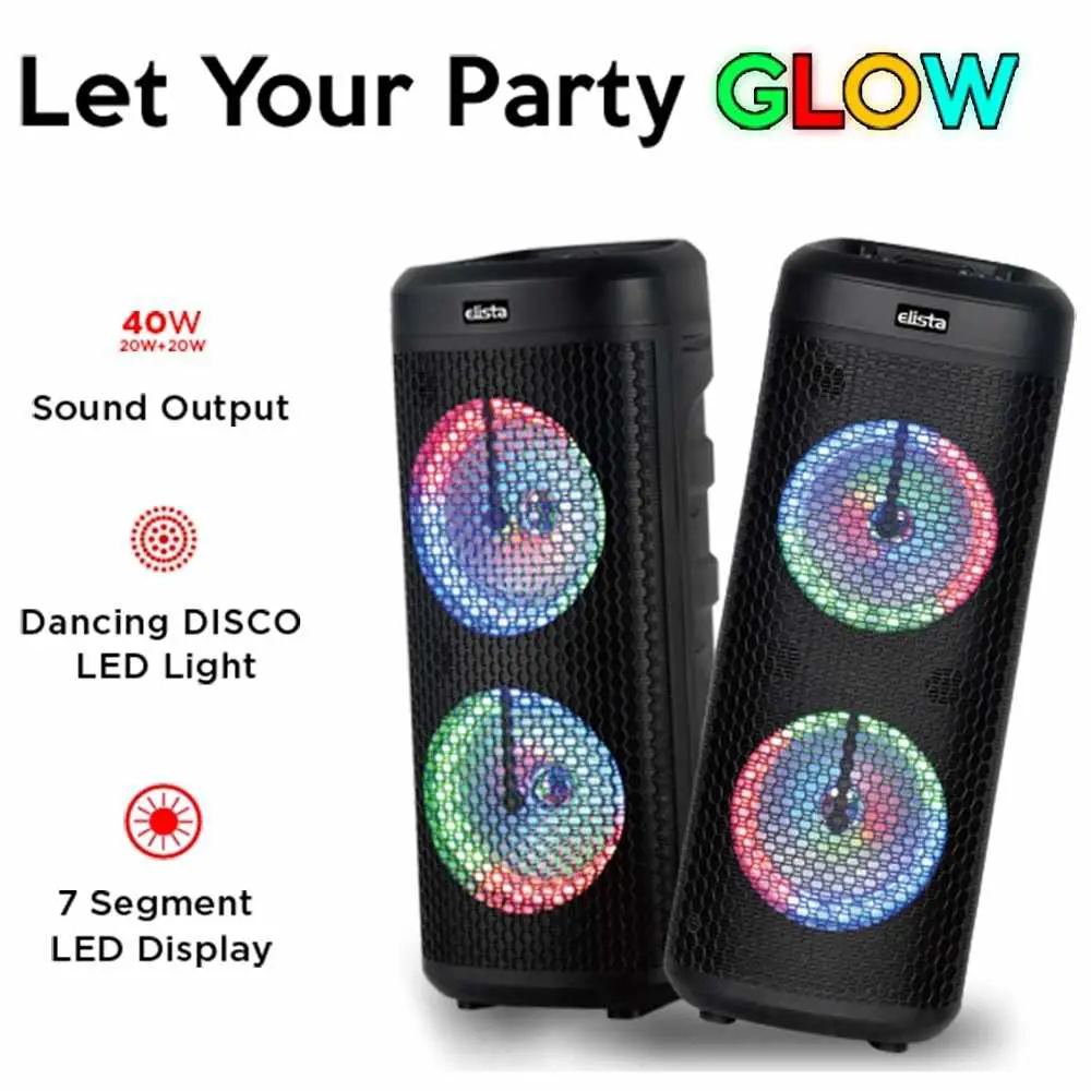 Elista ELS T-5000 Blast TUFB Trolley Speaker with Mic and Remote Control - 40W Sound Output, Disco LED Light, Rechargeable Battery, LED Display - Image 4