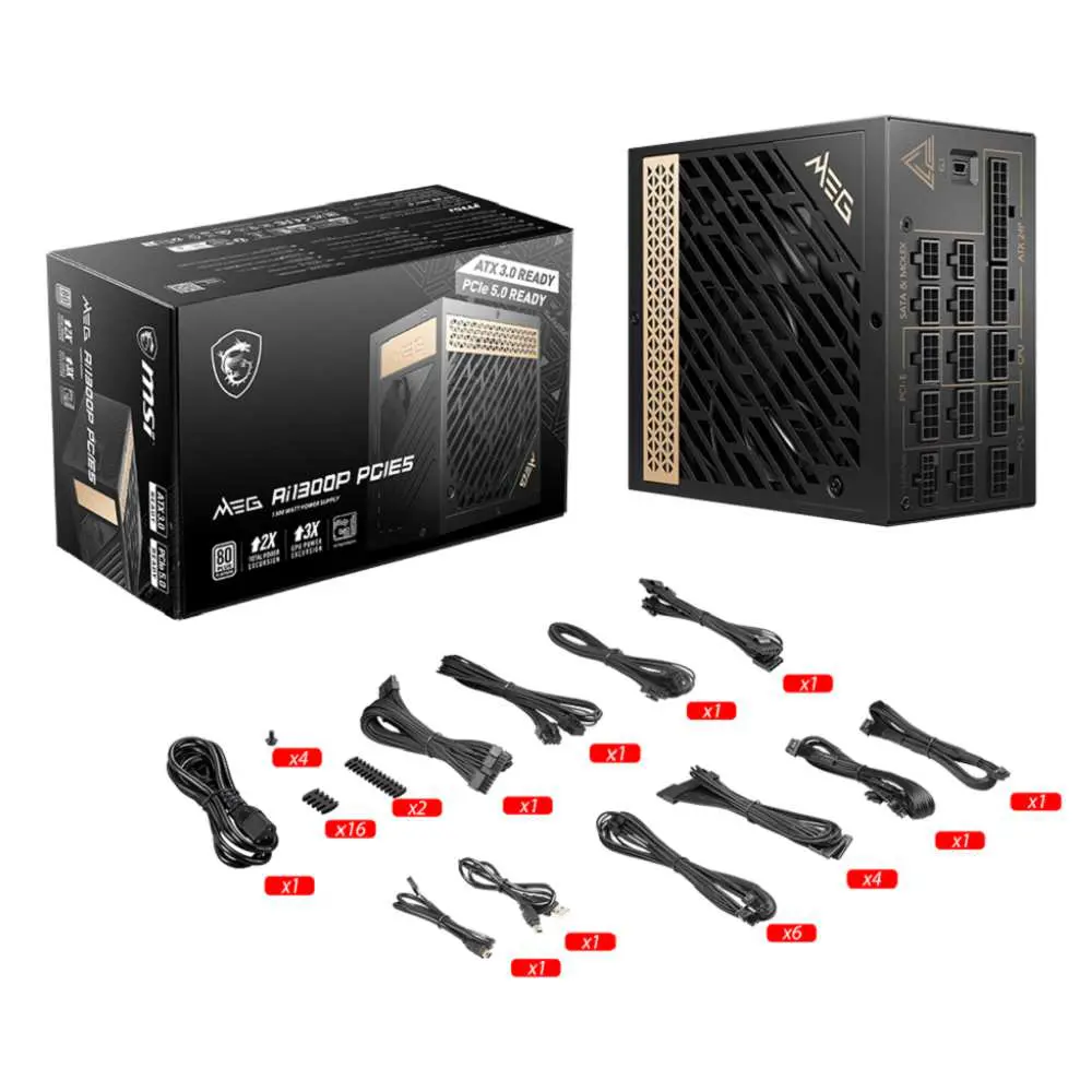 MSI MEG Ai1300P PCIE5 1300 Watt Fully Modular 80 PLUS Platinum SMPS - Image 5