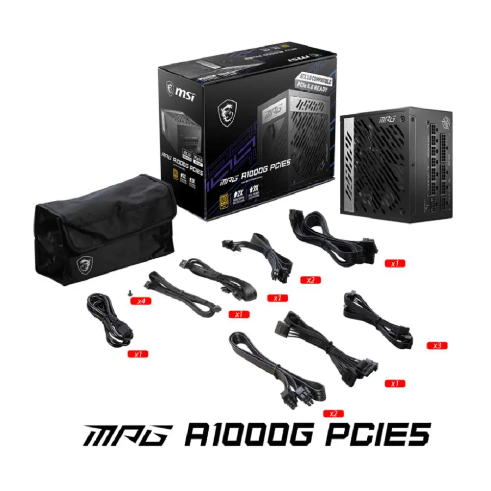 MSI MPG A1000G PCIE5 1000 Watt Fully Modular 80 Plus Gold SMPS - Image 5