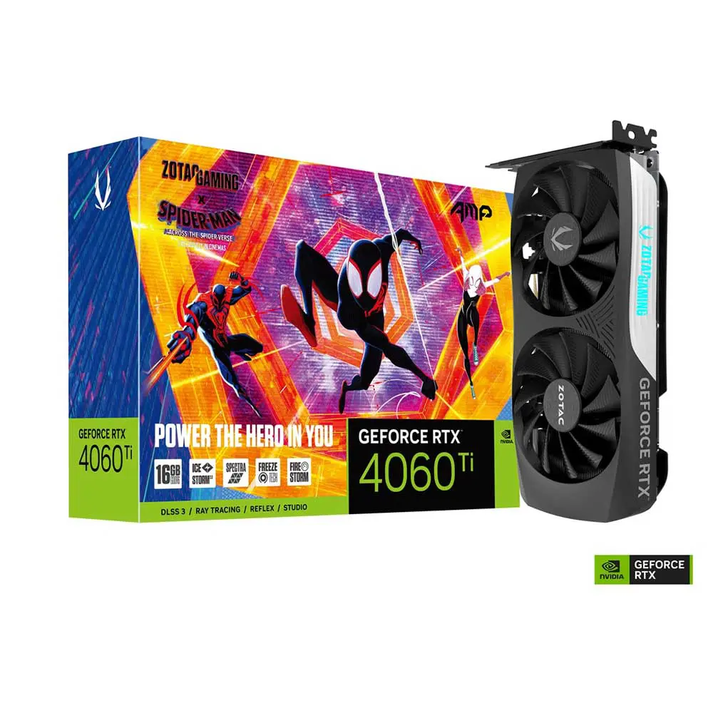 Zotac Gaming Nvidia GeForce RTX 4060 Ti AMP 16GB GDDR6 Graphics Card – SPIDER-MAN : Across The Spider-Verse Bundle