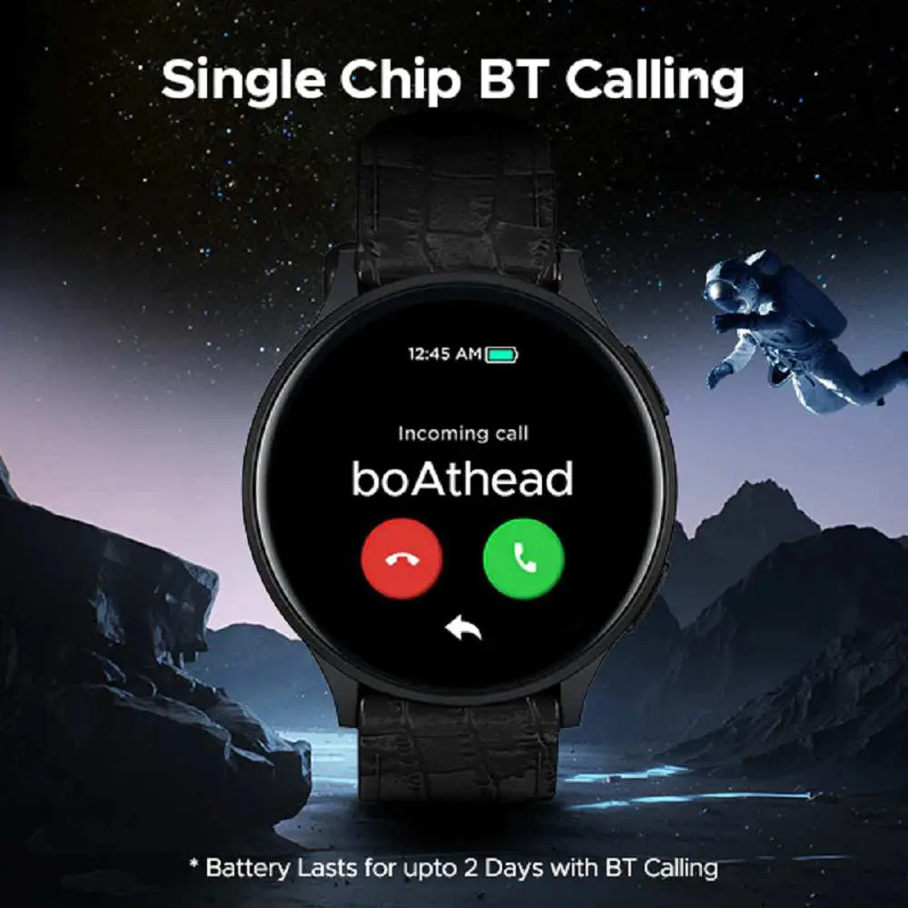 boAt Primia Curv Bluetooth Calling Smartwatch - Black Leather - Image 4