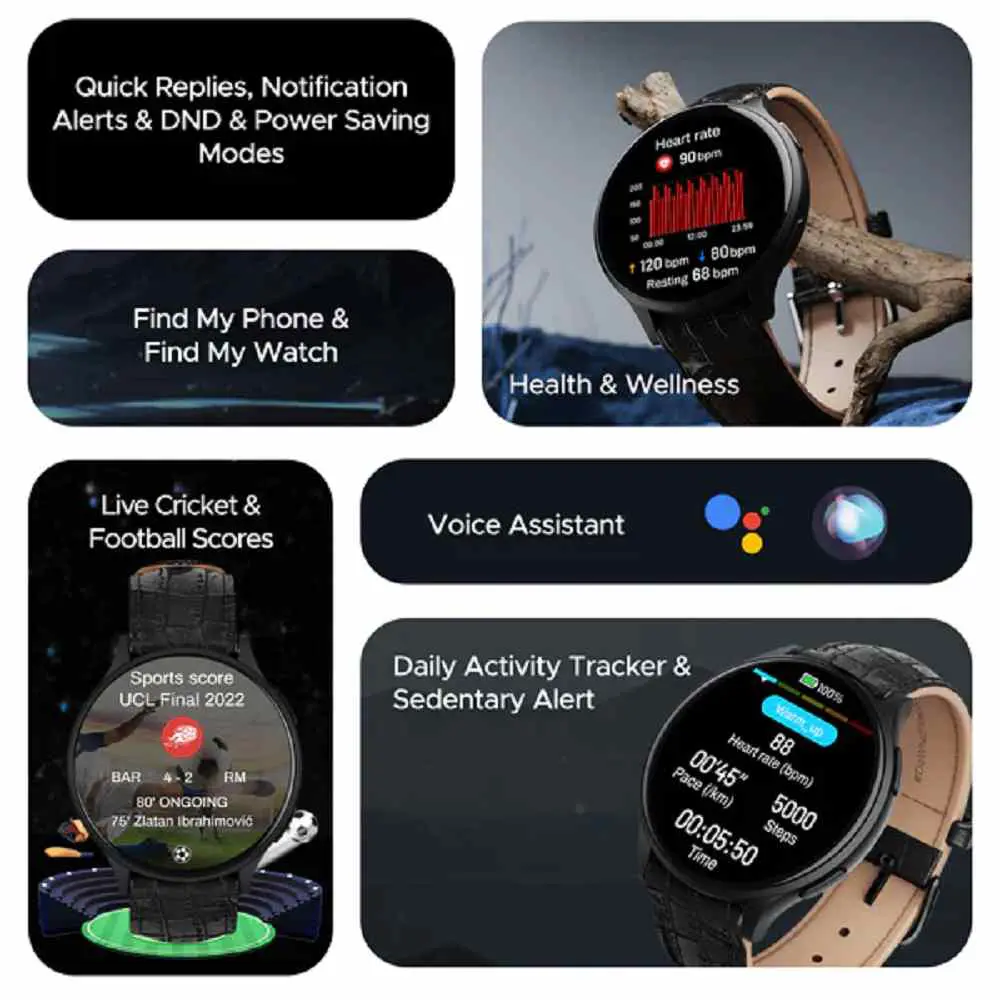 boAt Primia Curv Bluetooth Calling Smartwatch - Black Leather - Image 7