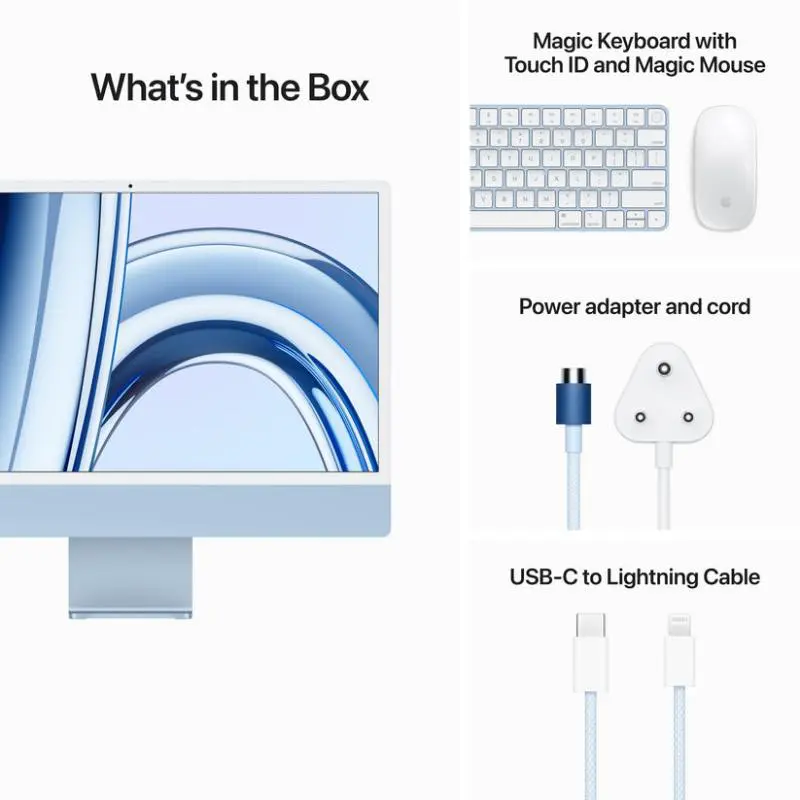 Apple iMac M3 - Blue | 24 inch 4.5K Retina Display, Apple M3 Chip, 8GB RAM, 512GB SSD - Image 6