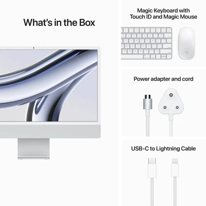 Apple iMac M3 - Silver | 24 inch 4.5K Retina Display, Apple M3 Chip, 8GB RAM, 512GB SSD - Image 6