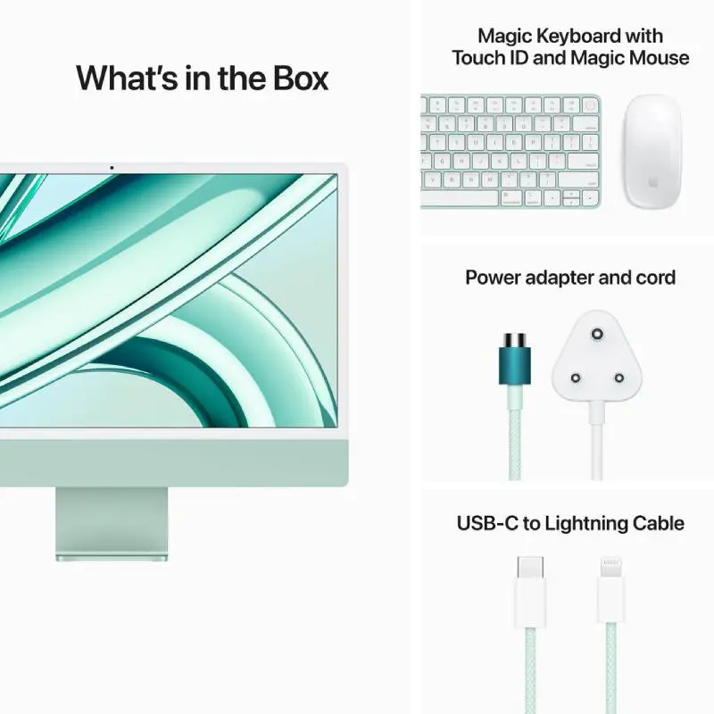 Apple iMac M3 - Green | 24 inch 4.5K Retina Display, Apple M3 Chip, 8GB RAM, 512GB SSD - Image 6