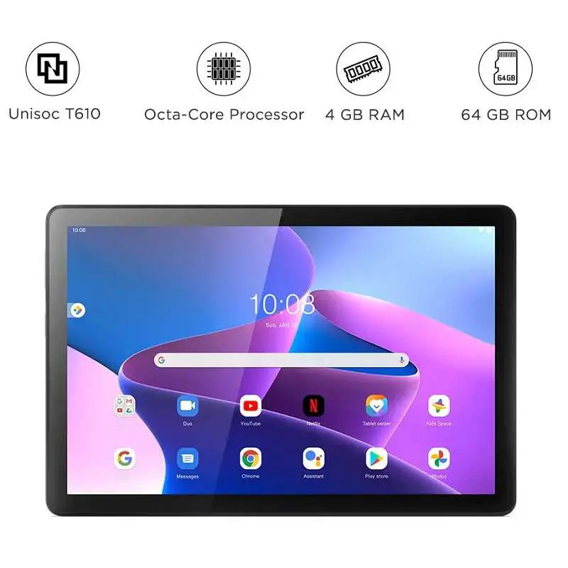 Lenovo Tab M10 FHD 3rd Gen WiFi 10.1 inch Display Unisoc T610 4GB RAM 64GB Storage