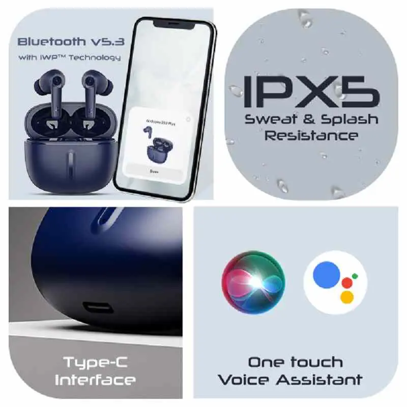 Boat Airdopes 200 Plus Wireless Earbuds -Blue