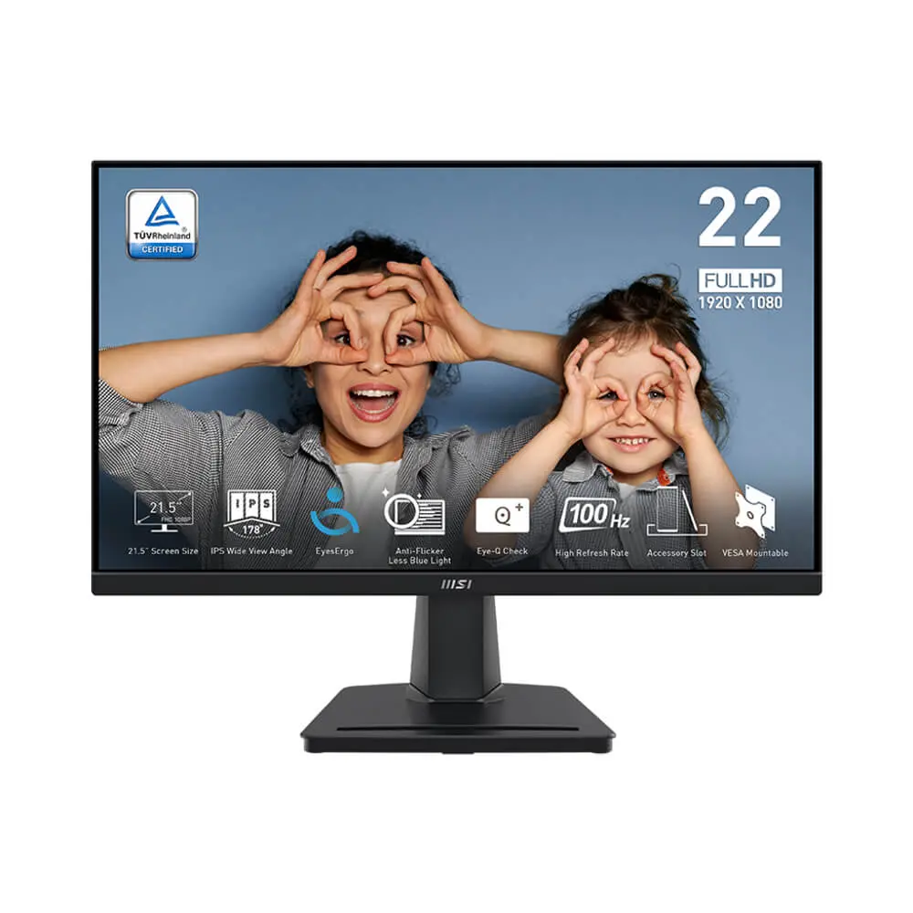 MSI PRO MP225 Full HD LCD Monitor – 21.5 inch IPS Display, 100Hz Refresh Rate, 1ms Response Time