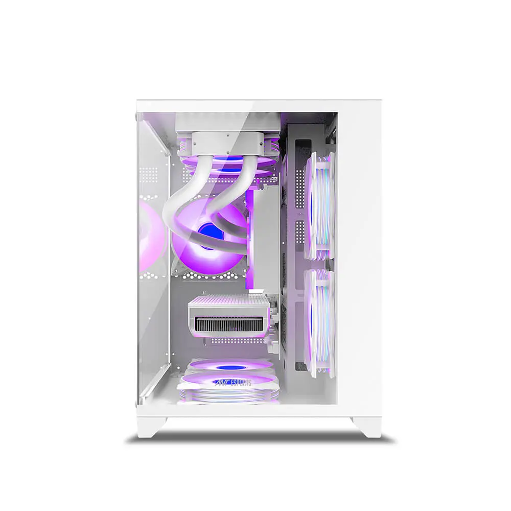 Ant Esports Crystal Z2 ARGB Mid Tower Gaming Cabinet - White-2