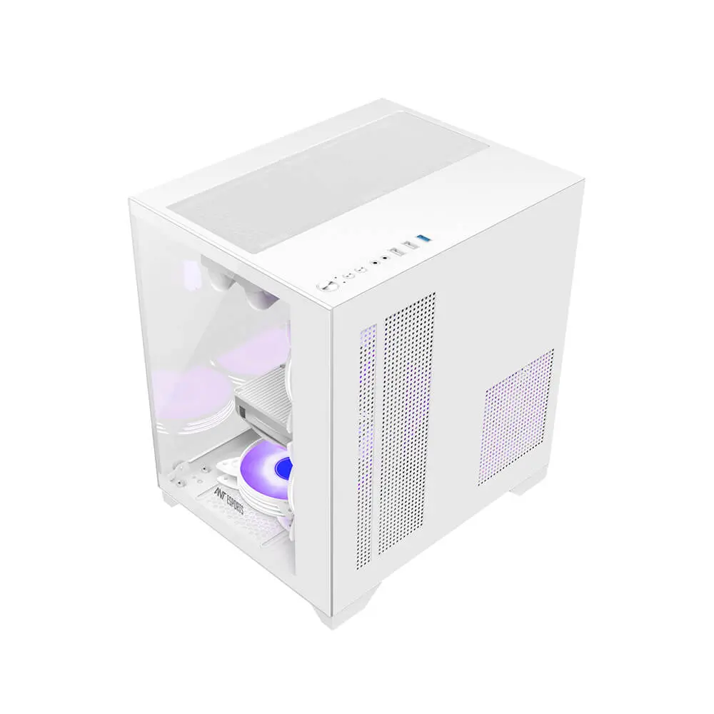 Ant Esports Crystal Z2 ARGB Mid Tower Gaming Cabinet - White-4