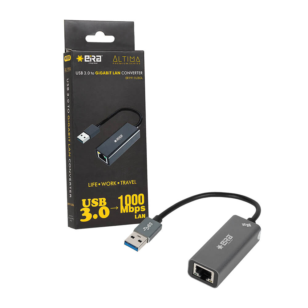 EiRA TEK ER1911U3GL USB 3.0 to GIGABIT LAN Converter | RJ45 | Black