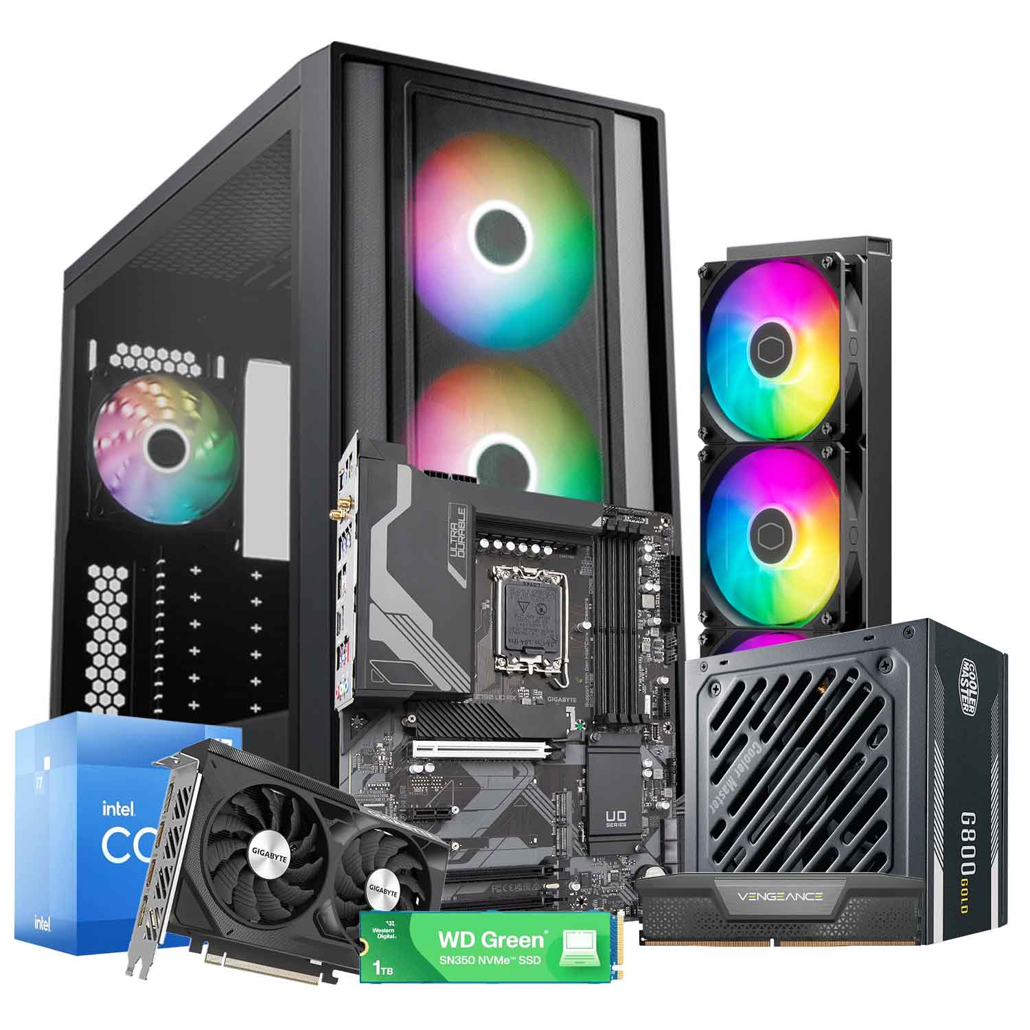 High-End Desktop for Gaming – 2 | Intel i7, 16GB DDR5 RAM, RTX 4060 8GB GPU, 1TB SSD