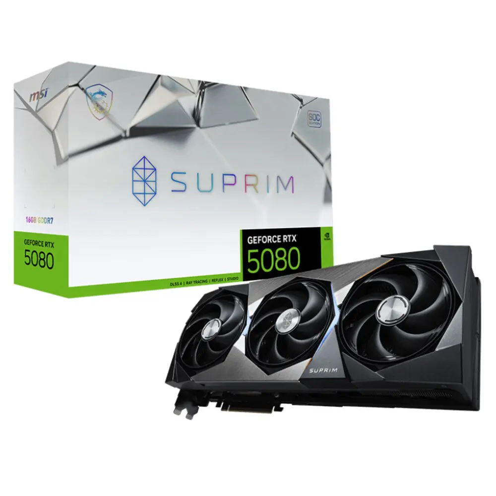 MSI Nvidia GeForce RTX 5080 Suprim SOC 16GB GDDR7 Graphics Card