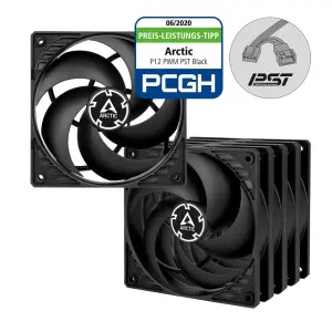 Arctic P12 PWM PST 120mm High Speed Fan - Black - 5 Pack-1