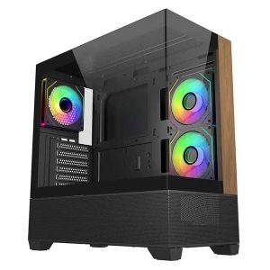 Cooler Master Elite 690 Wood ARGB Mini Tower Gaming Cabinet - Black-1