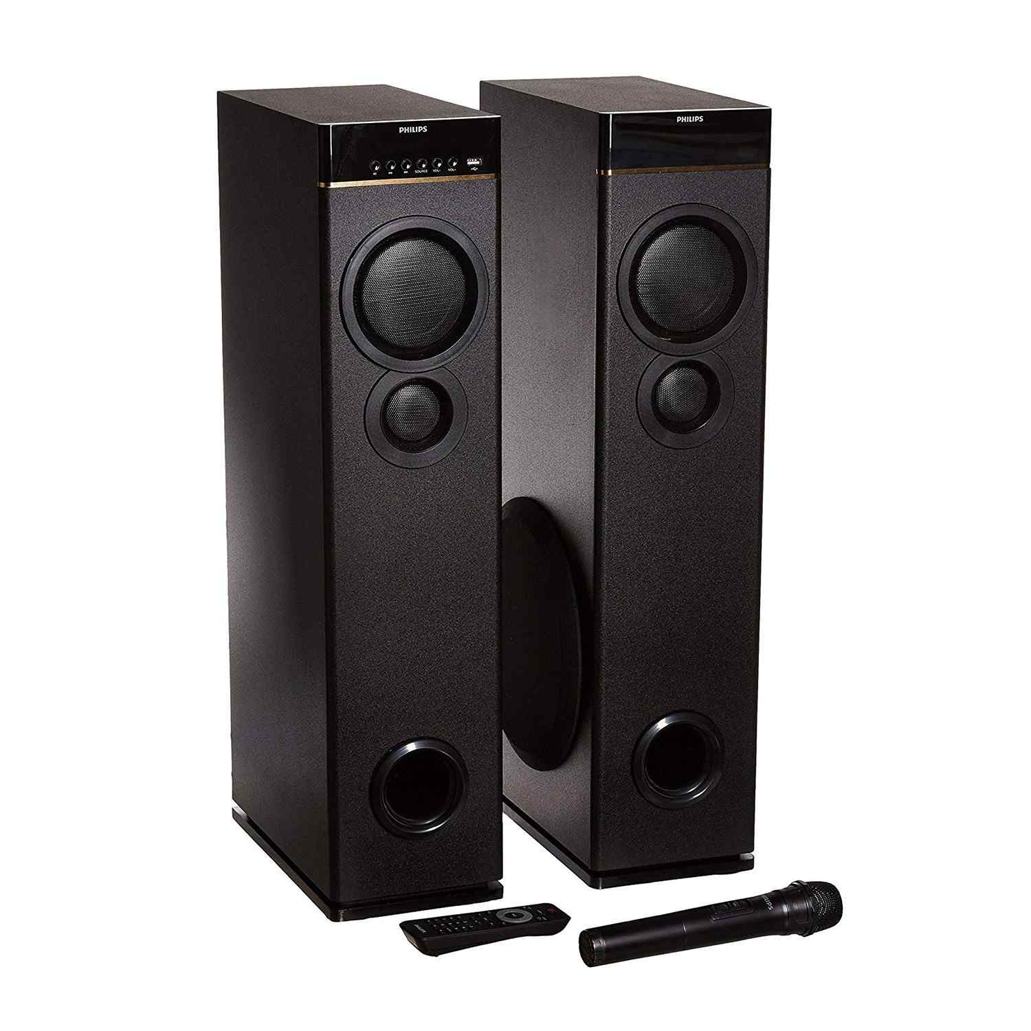 Philips SPA9080B 80W Multimedia Tower Speakers with Wireless Mic 3 | Krgkart.com Philips SPA9080B 80W Multimedia Tower Speakers with Wireless Mic - Black - Image 3